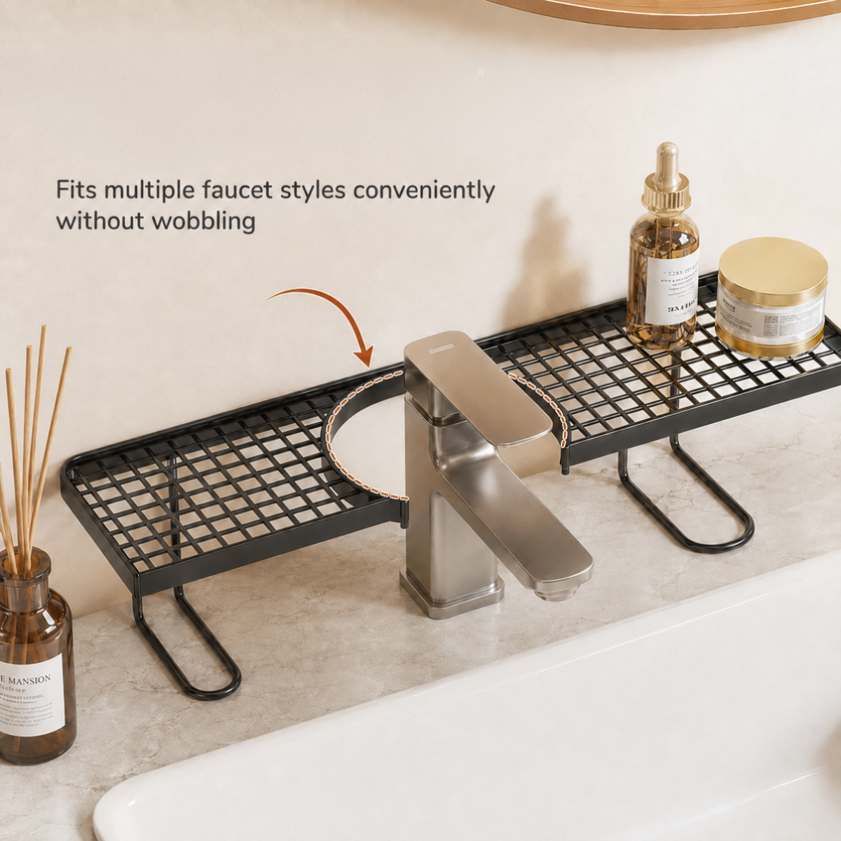 Metal Faucet Storage Rack Bathroom Organizer 50CM