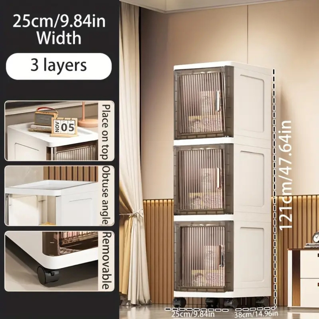 HOMERO Multi-Use Slim Bathroom Transparent Doors Storage Cabinet