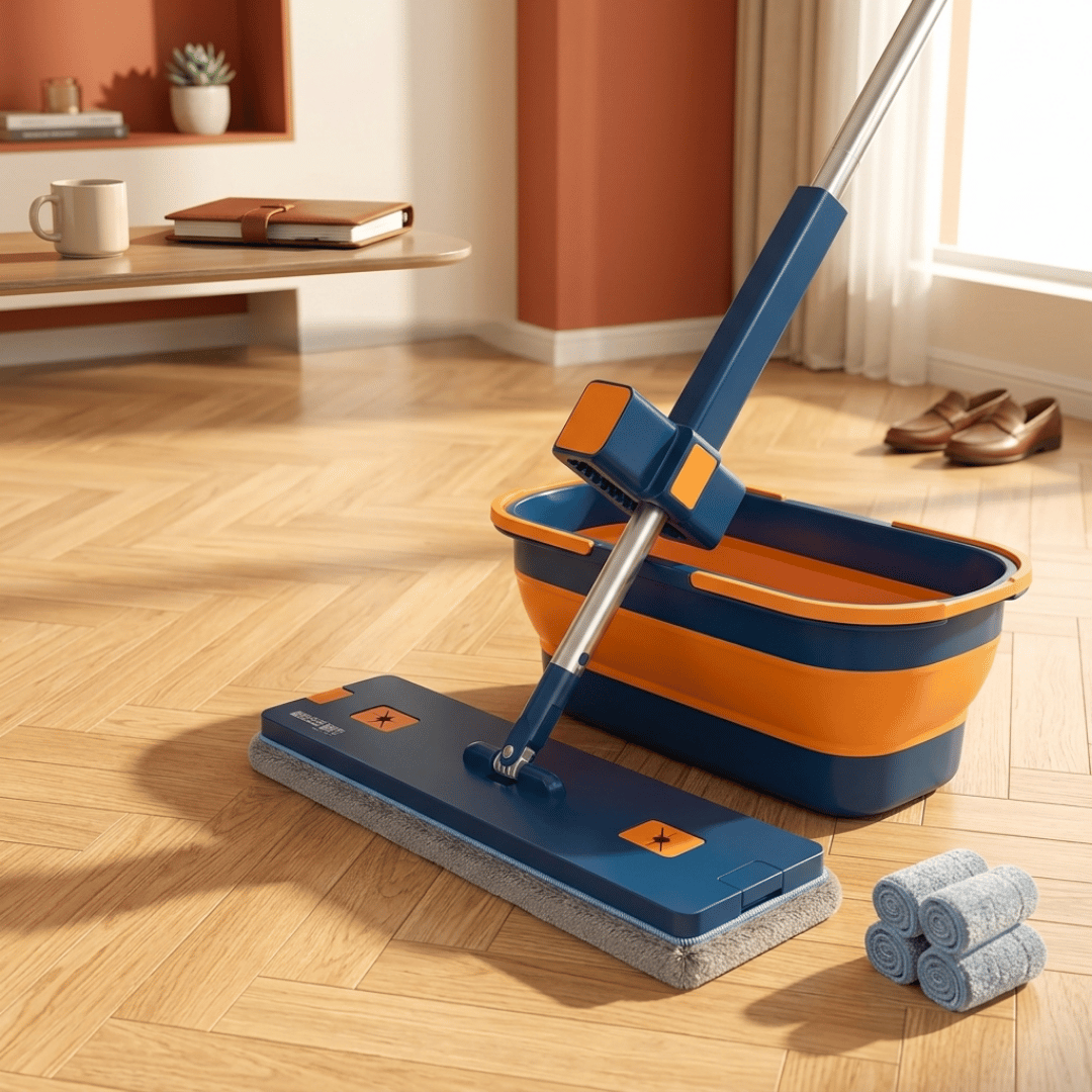 Homero 360° Self Cleaning Microfiber Floor Mop with Folding Bucket Set