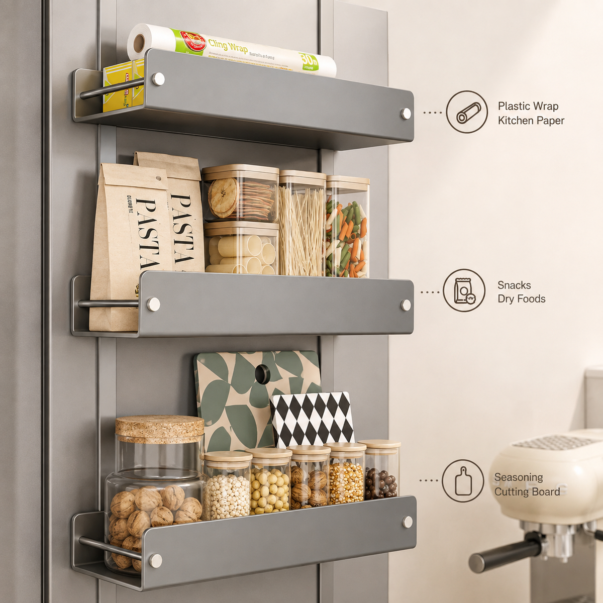 Multi-Layer Carbon Steel Refrigerator Side Storage Rack