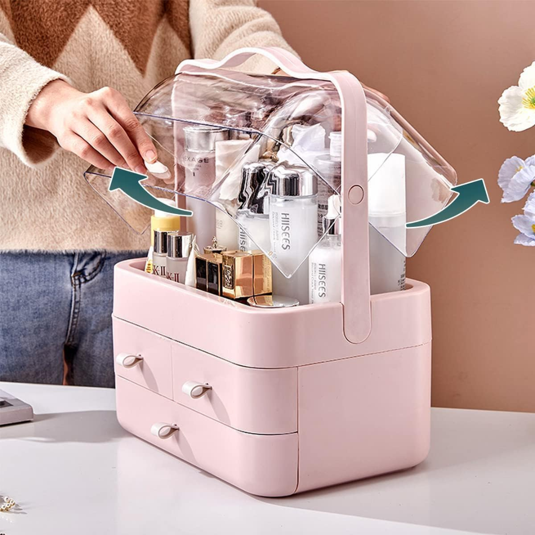 Multi Purpose Makeup & Skincare Organizer Box with Carry Handle