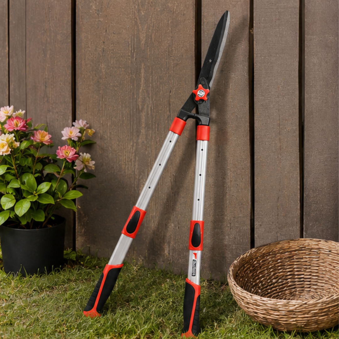 Heavy Duty Extendable Garden Hedge Shears with Wavy Steel Blade
