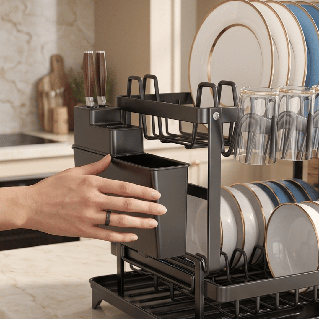 Heavy Duty Kitchen Dish Organizer With Drip Tray