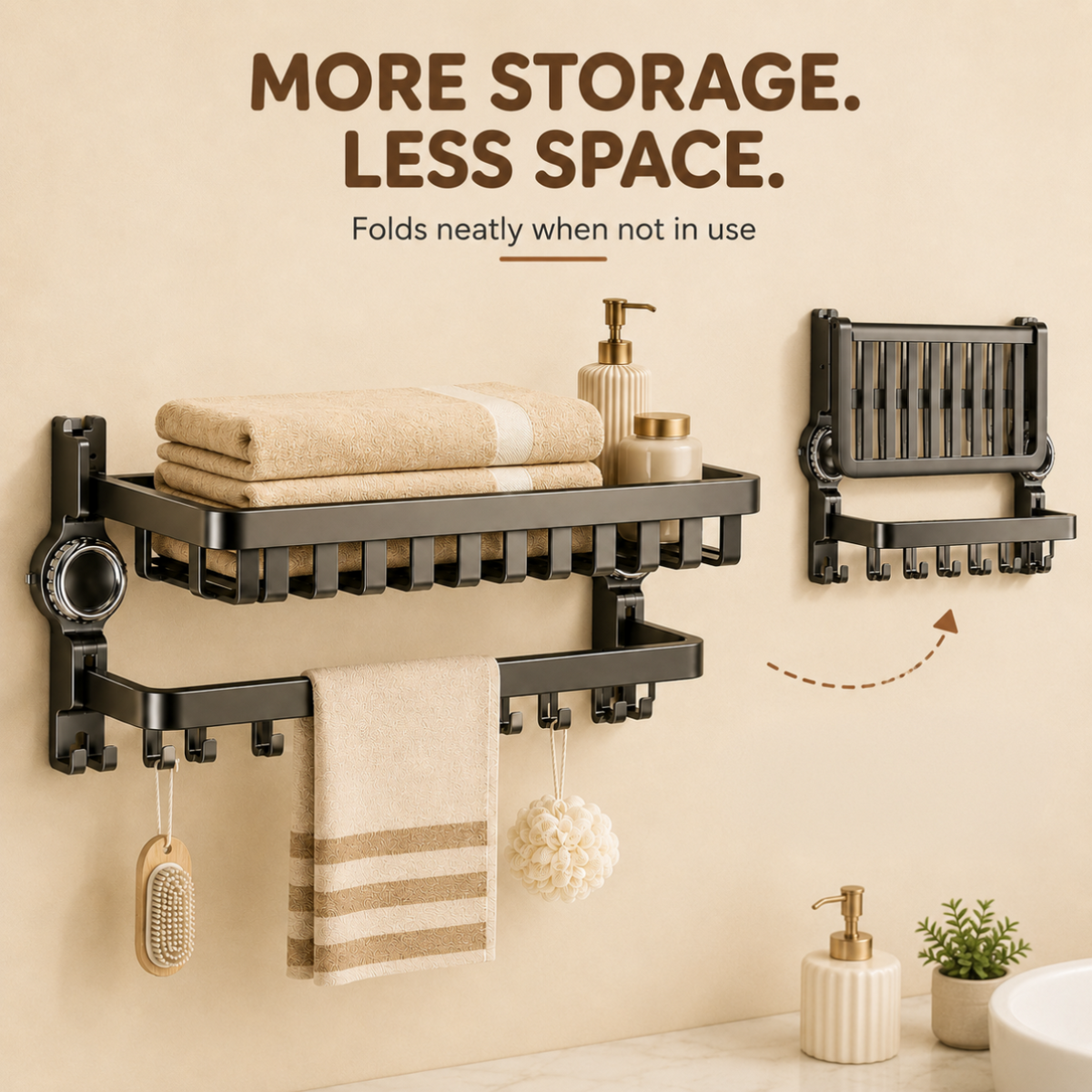 Multi-Use Stainless Steel Space Saving Folding Storage Rack - 50cm