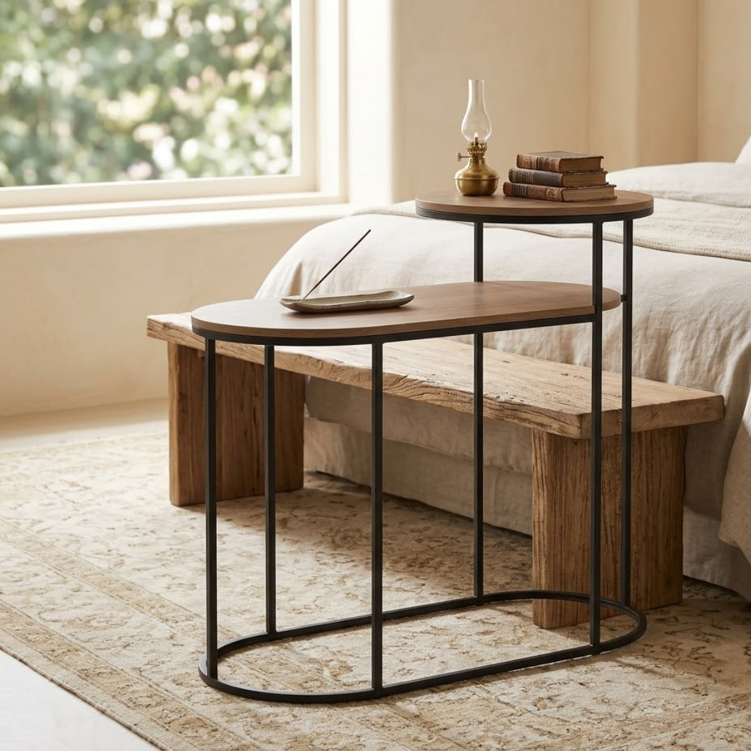 2 in 1 Modern Space Saving Two Tier Side Table
