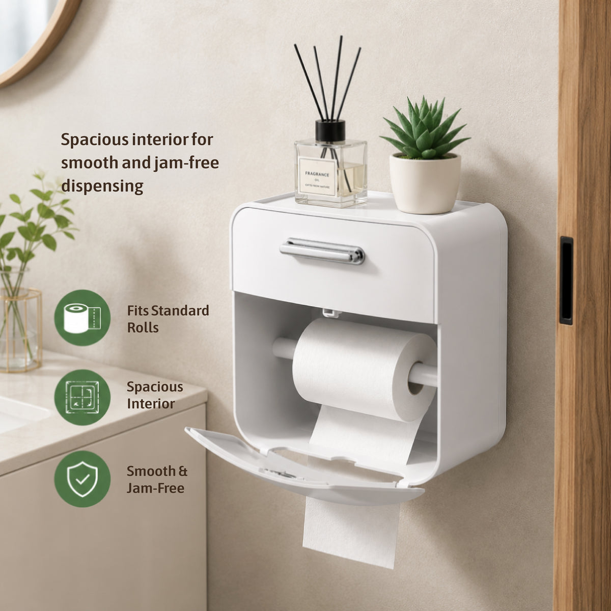 Wall Mounted Waterproof Toilet Tissue Storage Organizer Box