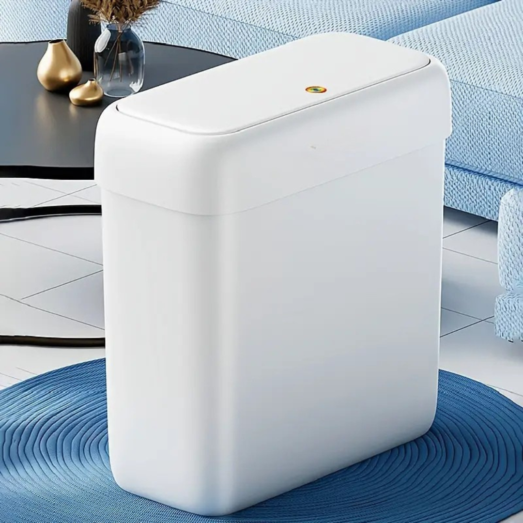HOMERO Modern Space-Saving ABS Design Slim Push-Lid Trash Can - 8L
