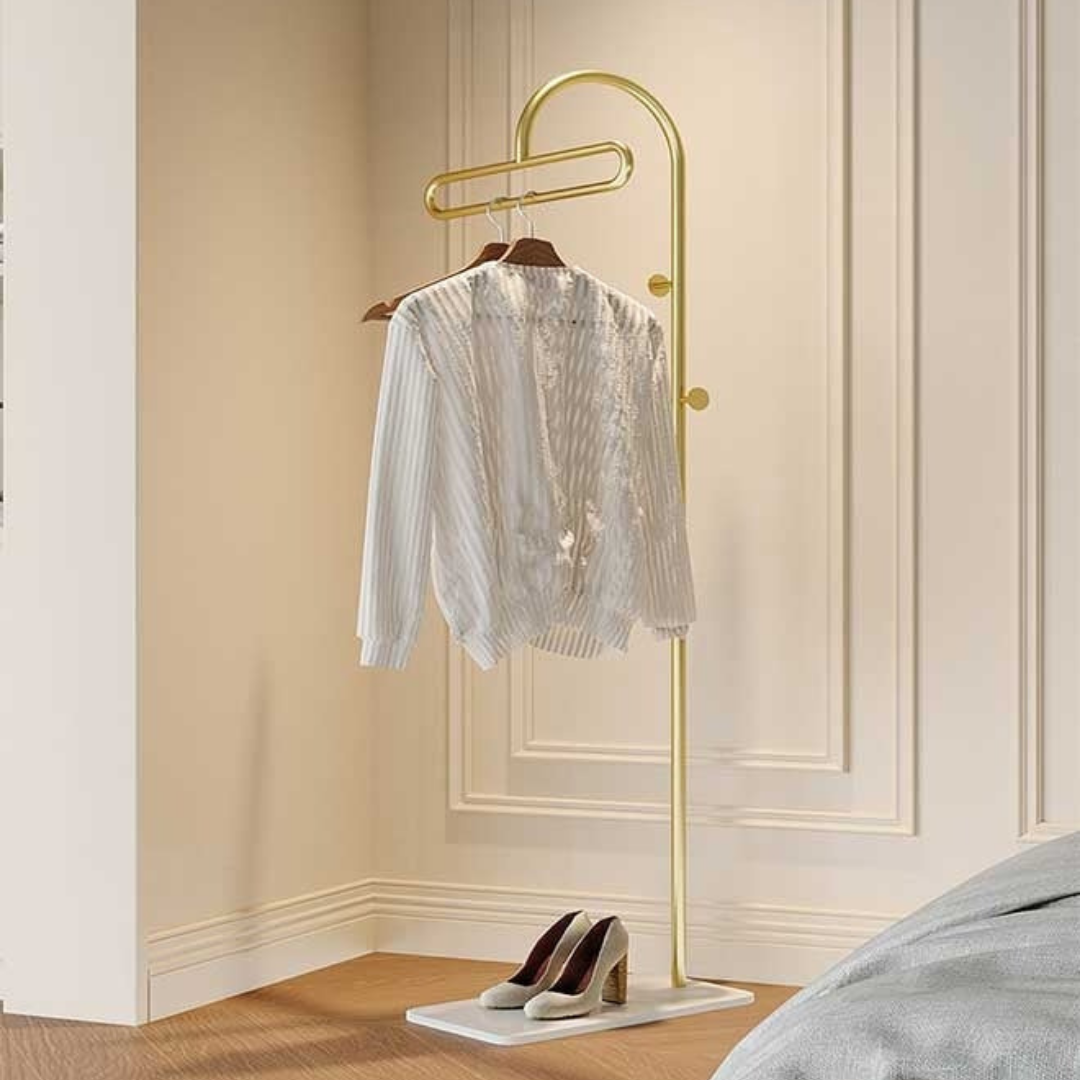 Modern Metal Coat Stand with Faux Marble Base