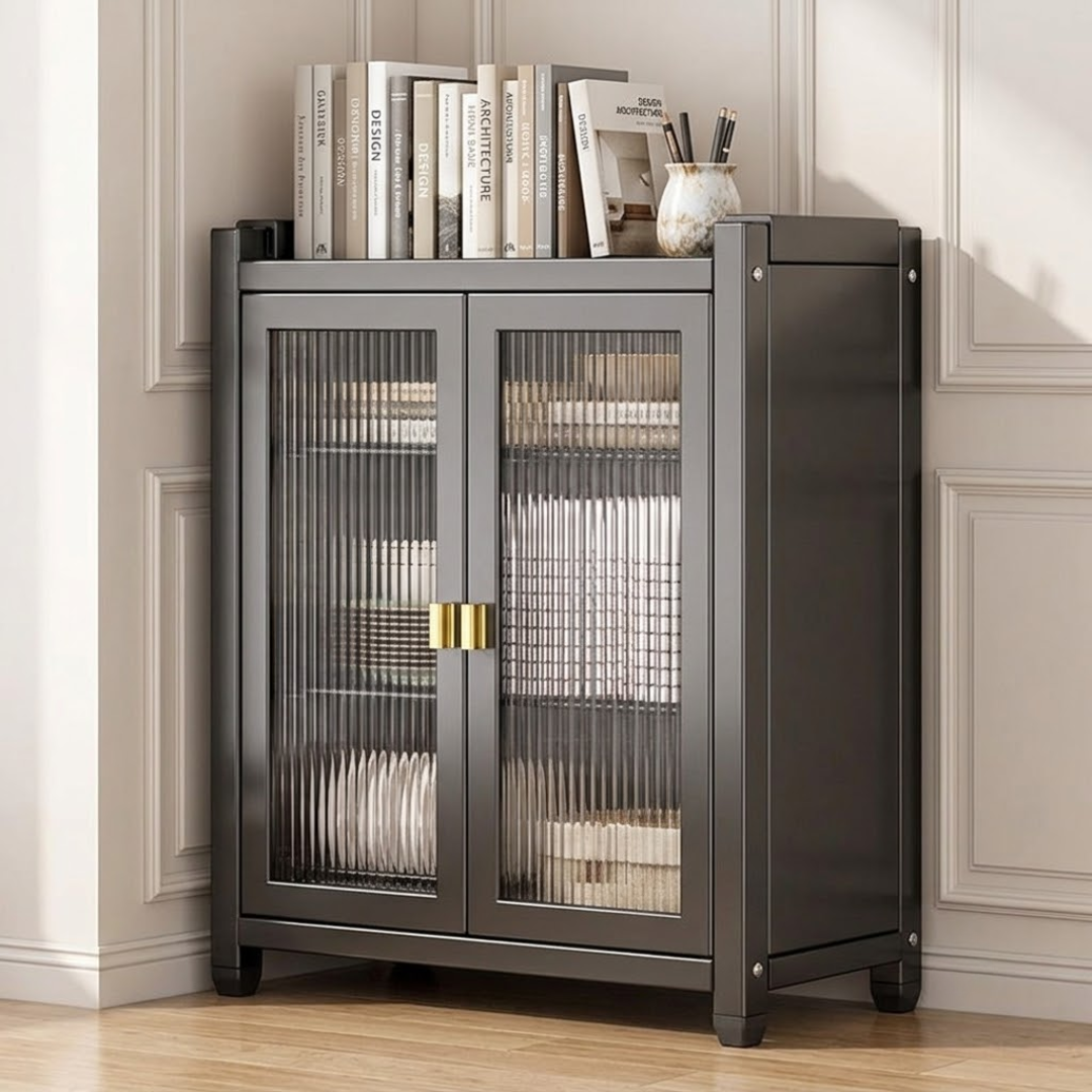 Premium Kitchen Storage Cabinet with Magnetic Doors and Adjustable Shelves