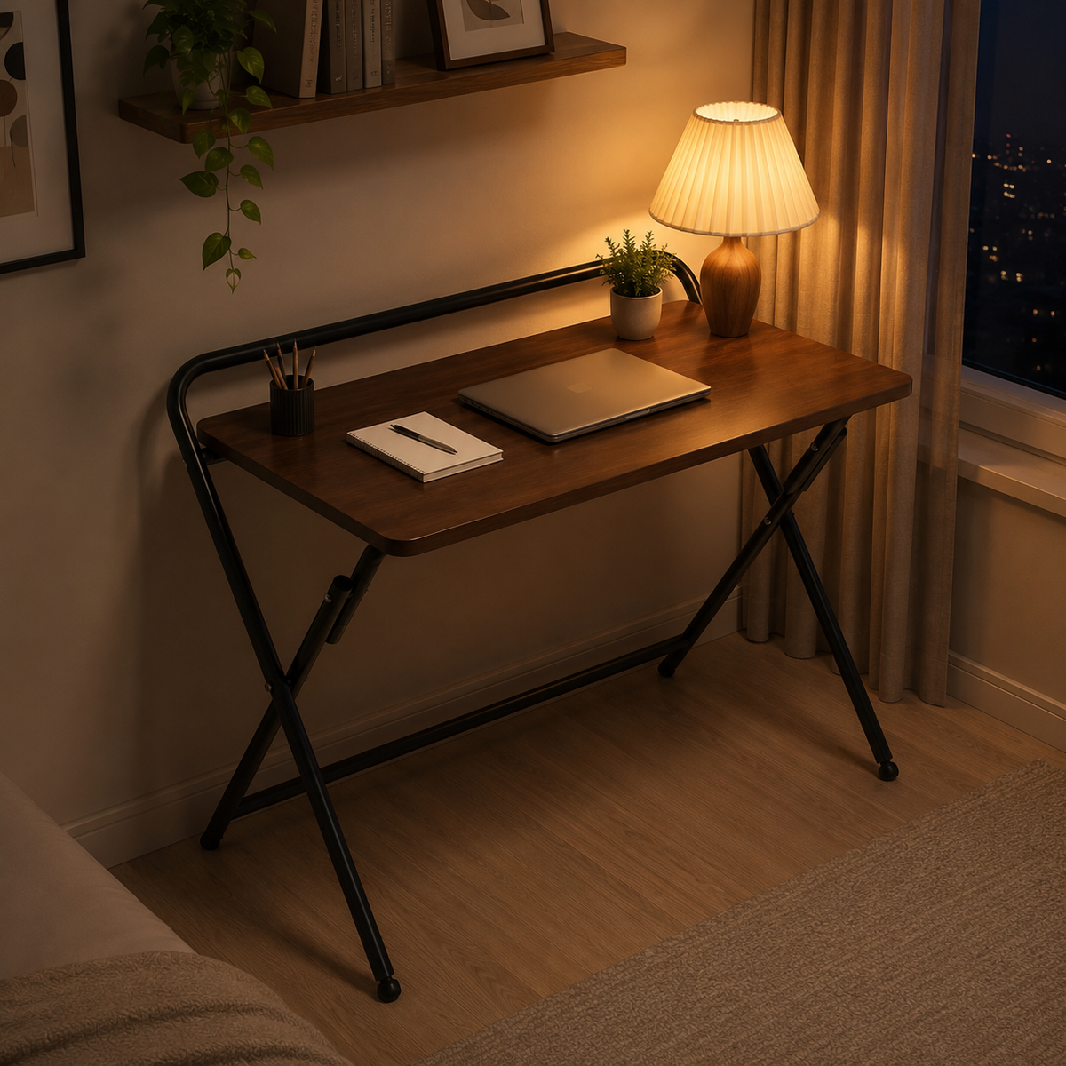 Portable Foldable Office and Study Table with Adjustable Feet