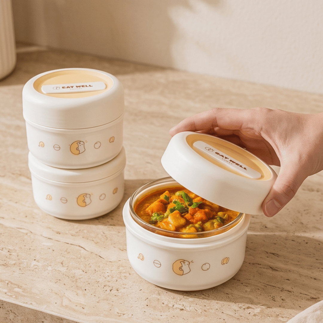Stainless Steel Microwave-Safe Insulated Lunch Box (Set of 4)