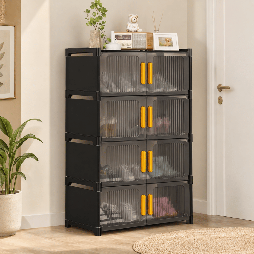 Modern Four Layer Double Door Shoe Storage Cabinet