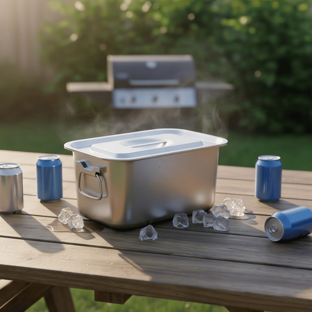Premium Stainless Steel Storage Bucket with Lid and Carrying Handles