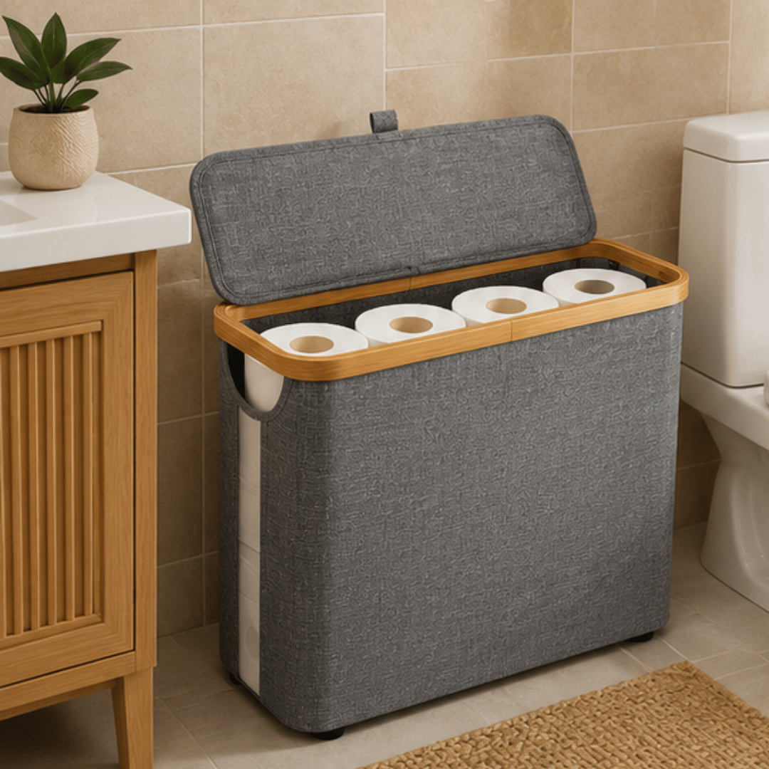 Multipurpose Waterproof Toilet Paper Organizer Basket with Lid