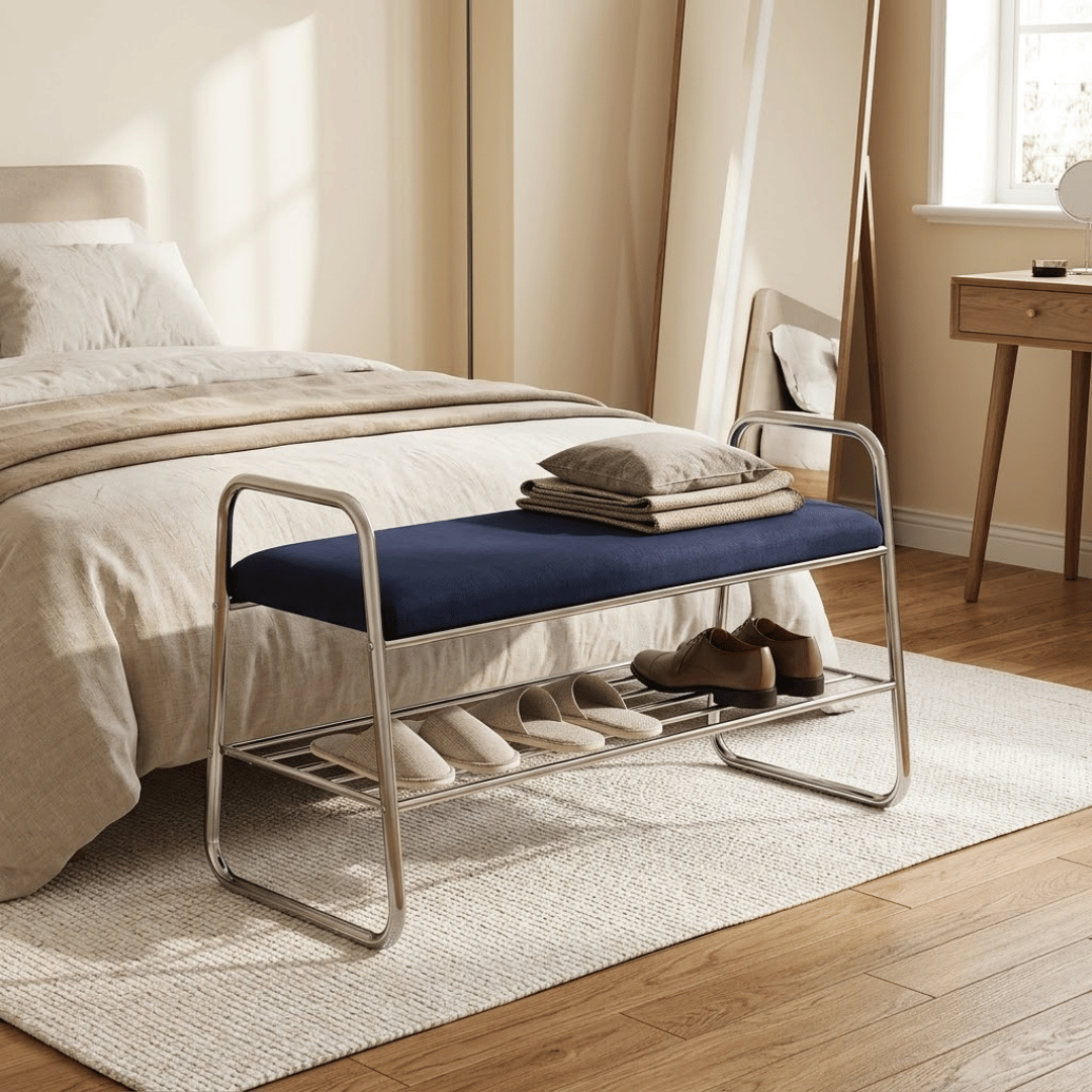 Premium Metal Shoe Rack Bench with Comfortable Cushioned Seat