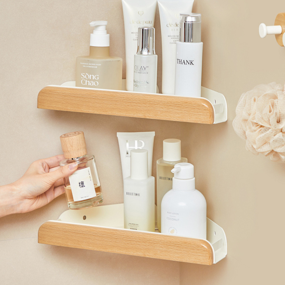 Premium Wood Bathroom Corner Storage Organizer