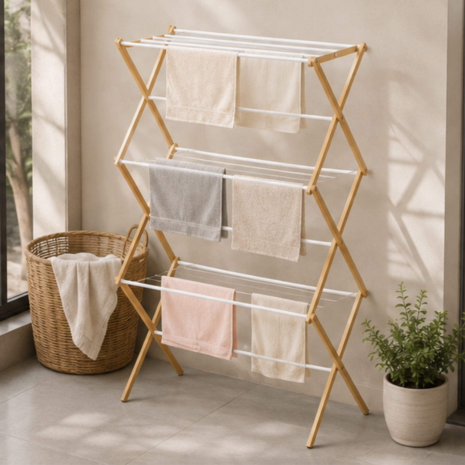 Multipurpose Floor Standing Foldable Laundry Drying Rack