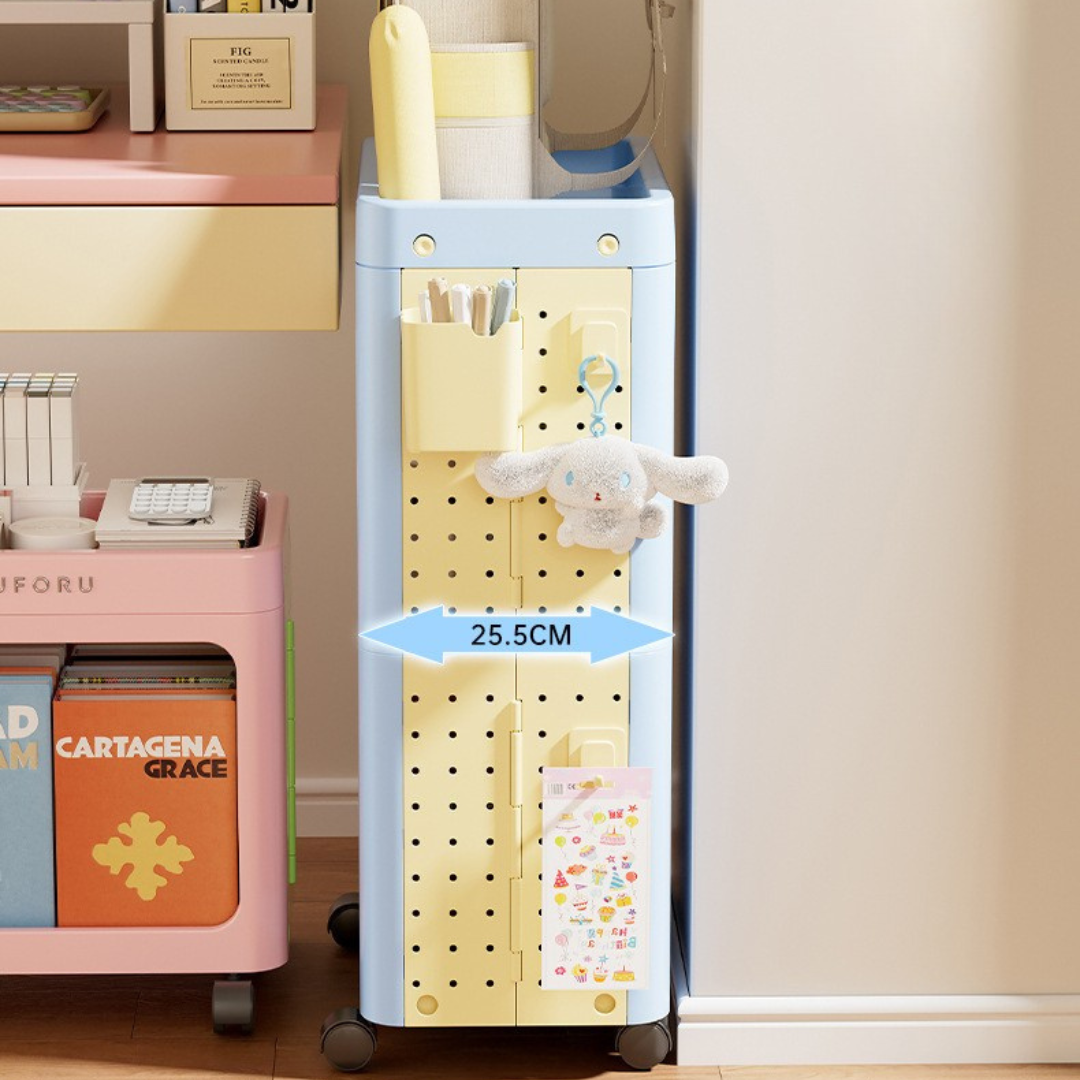 Mobile Plastic Storage Trolley with Wide Open Compartments and 360° Wheels