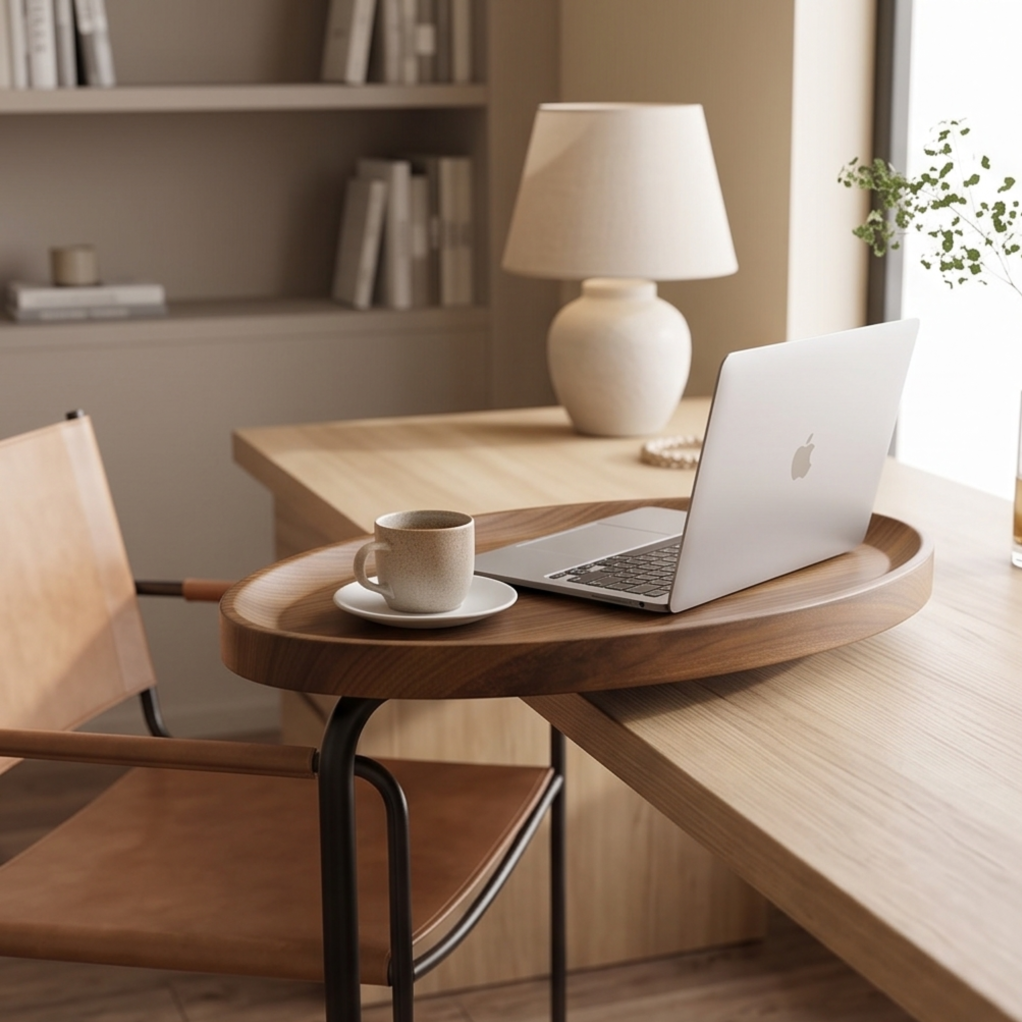 Modern C Shaped Wooden End Table with Smooth Top and Strong Metal Frame (Copy)