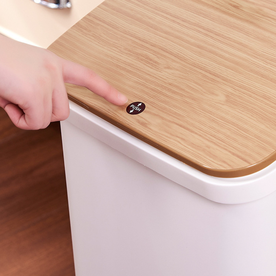 Nordic Style Elevated Push Button Flip Top Dustbin with Lid & Leg