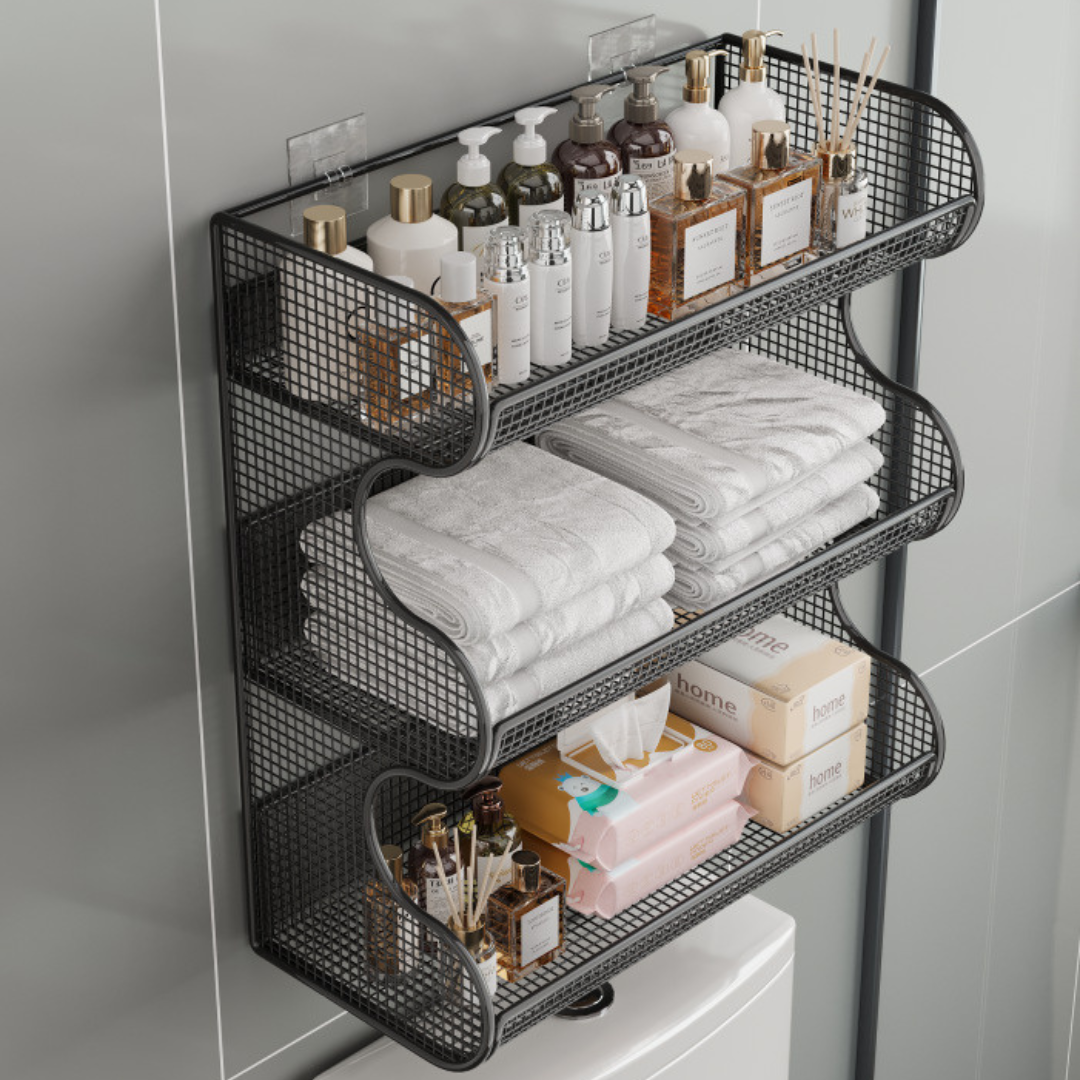Premium Metal Bathroom Open Shelf Rack Storage Organizer
