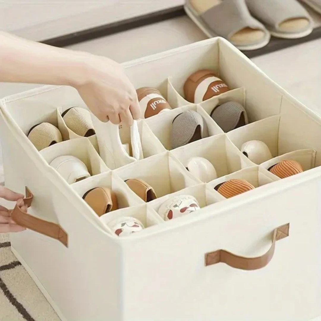 Foldable Adjustable Dividers Shoe Storage Organiser with Clear Cover