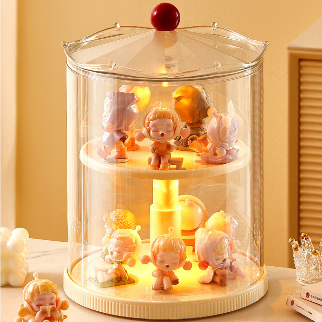 360° Rotating Collectible Display Organize Stand with Dustproof Lid