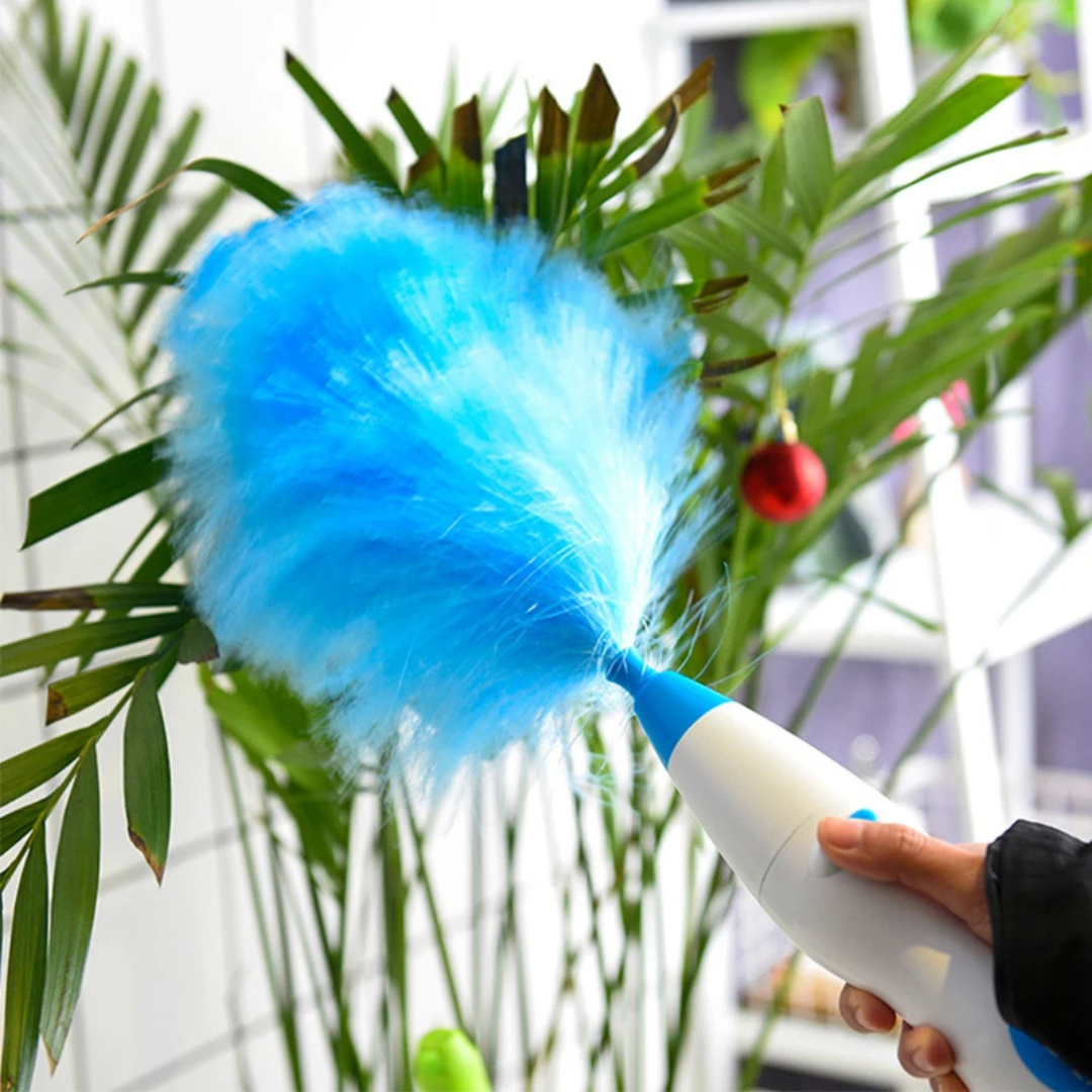 Extendable Electric Spin Feather Duster with Dual Brush Heads