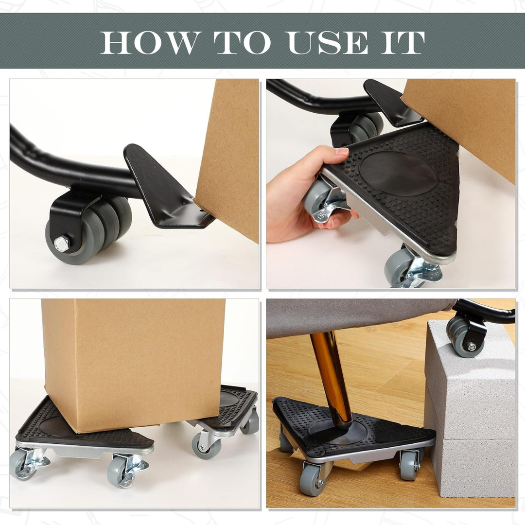 Heavy Duty Furniture Mover Tool Kit with Lifter and Lockable Wheels