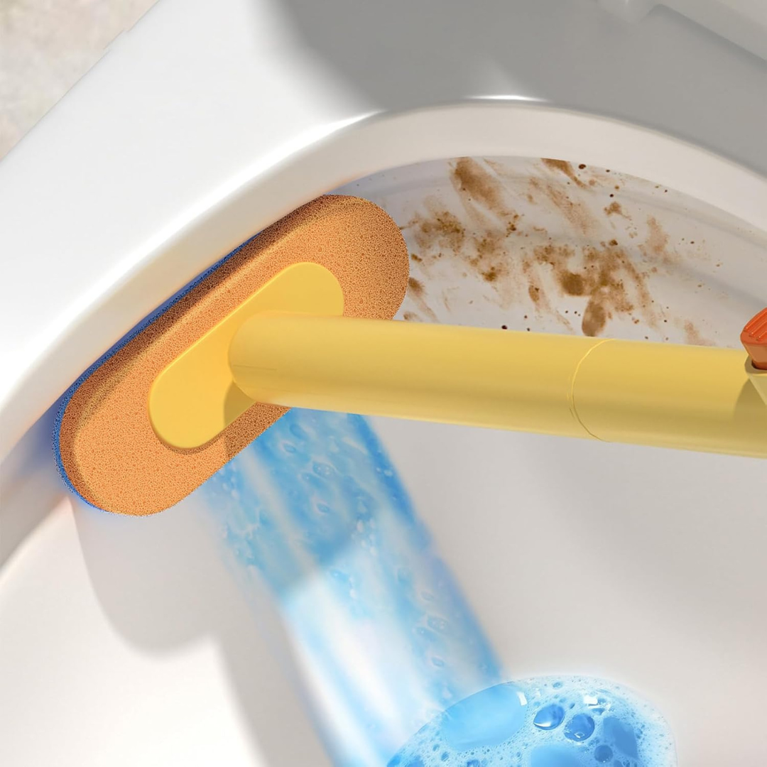 Duck Shape Wall Mounted Toilet Cleaning Brush with 6 Replaceable Sponge Heads