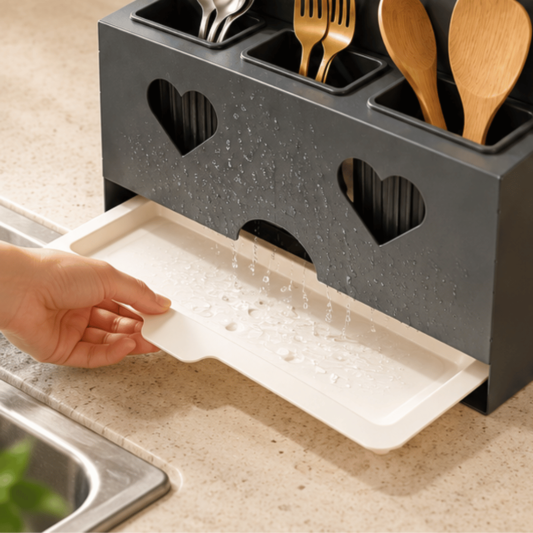 Wall Mounted Kitchen Knife Holder and Chopstick Organizer