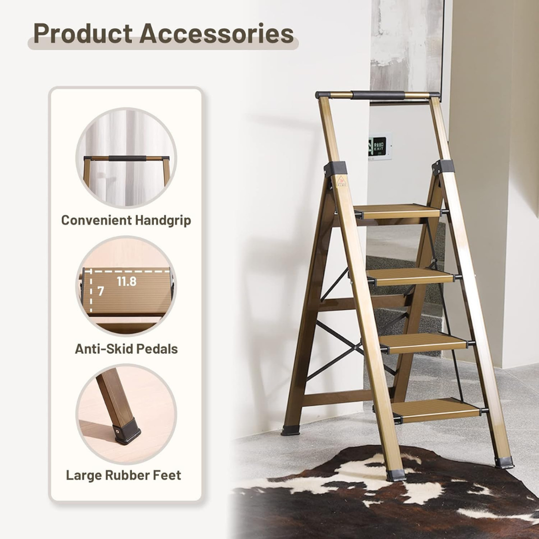Portable Anti Slip Aluminum Household Ladder with Retractable Hand
