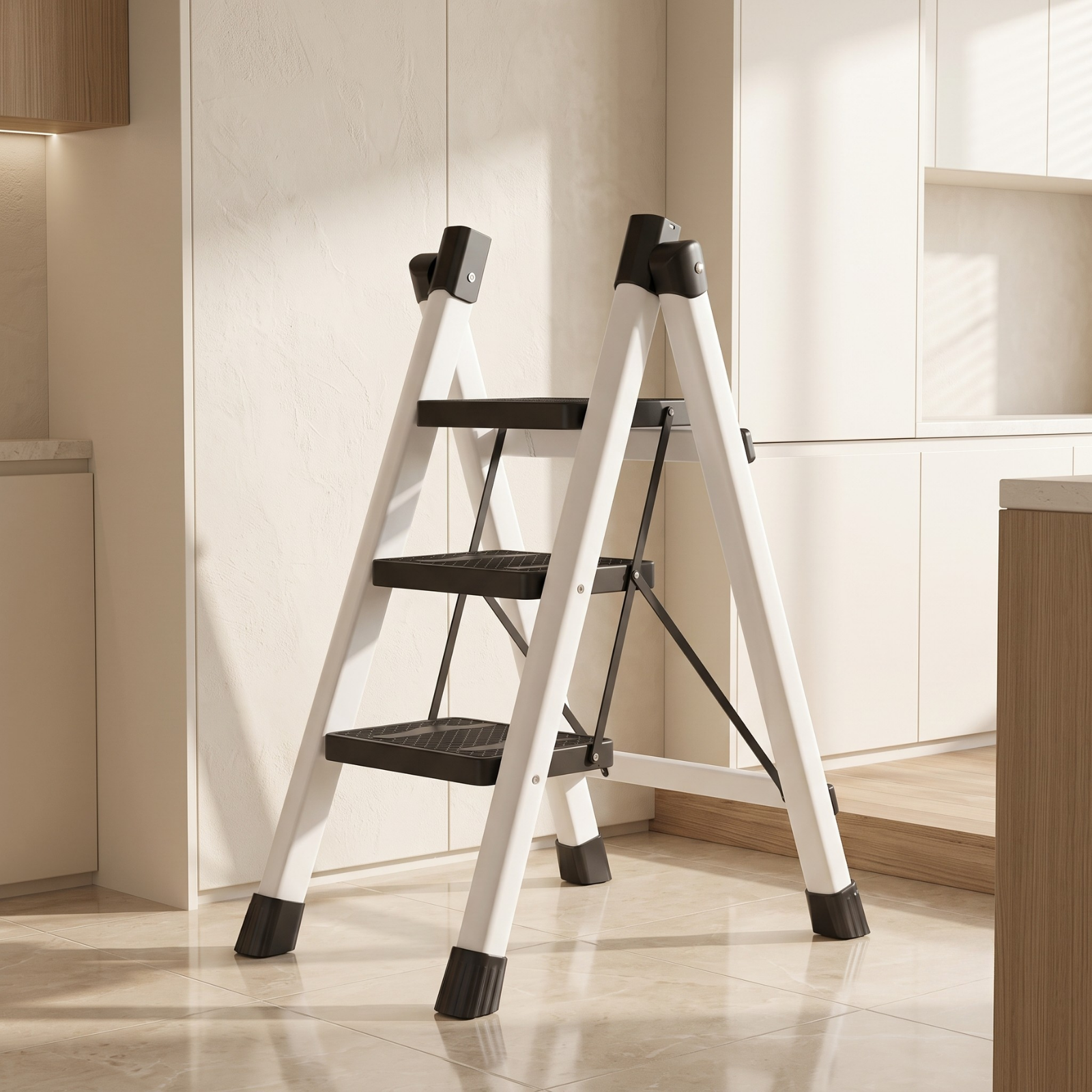 3 Step Folding Ladder with Wide Anti Slip Steps