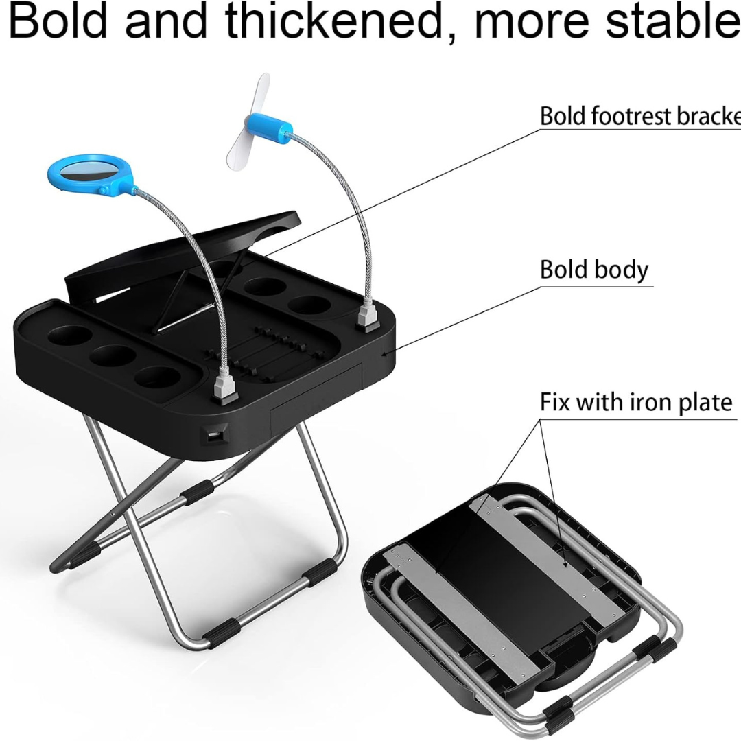 Portable Pedicure Foot Rest Stool with Fan & LED Magnifier