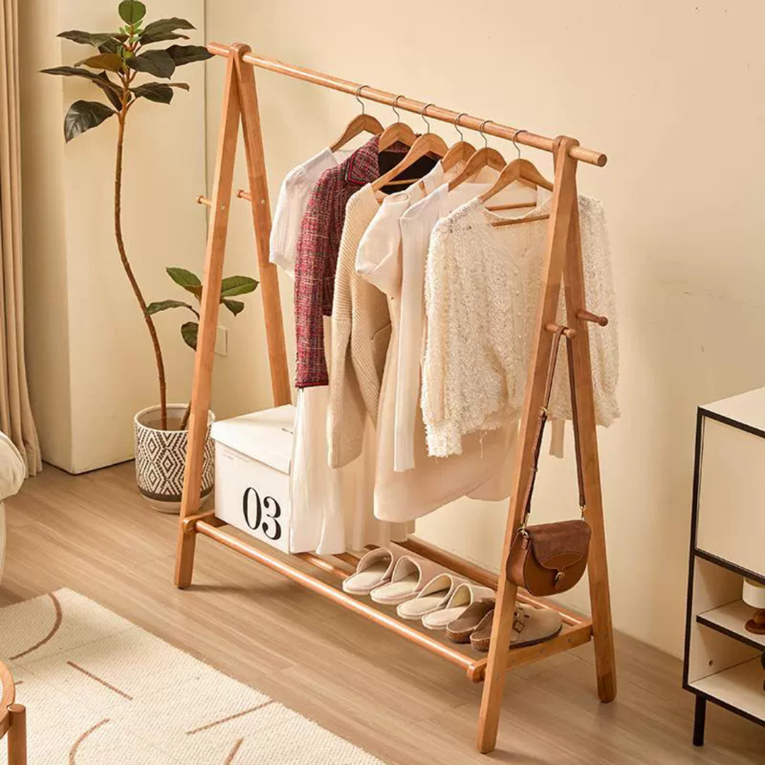 HOMERO Elegant Solid Wood Standing Foldable Organizer Rack