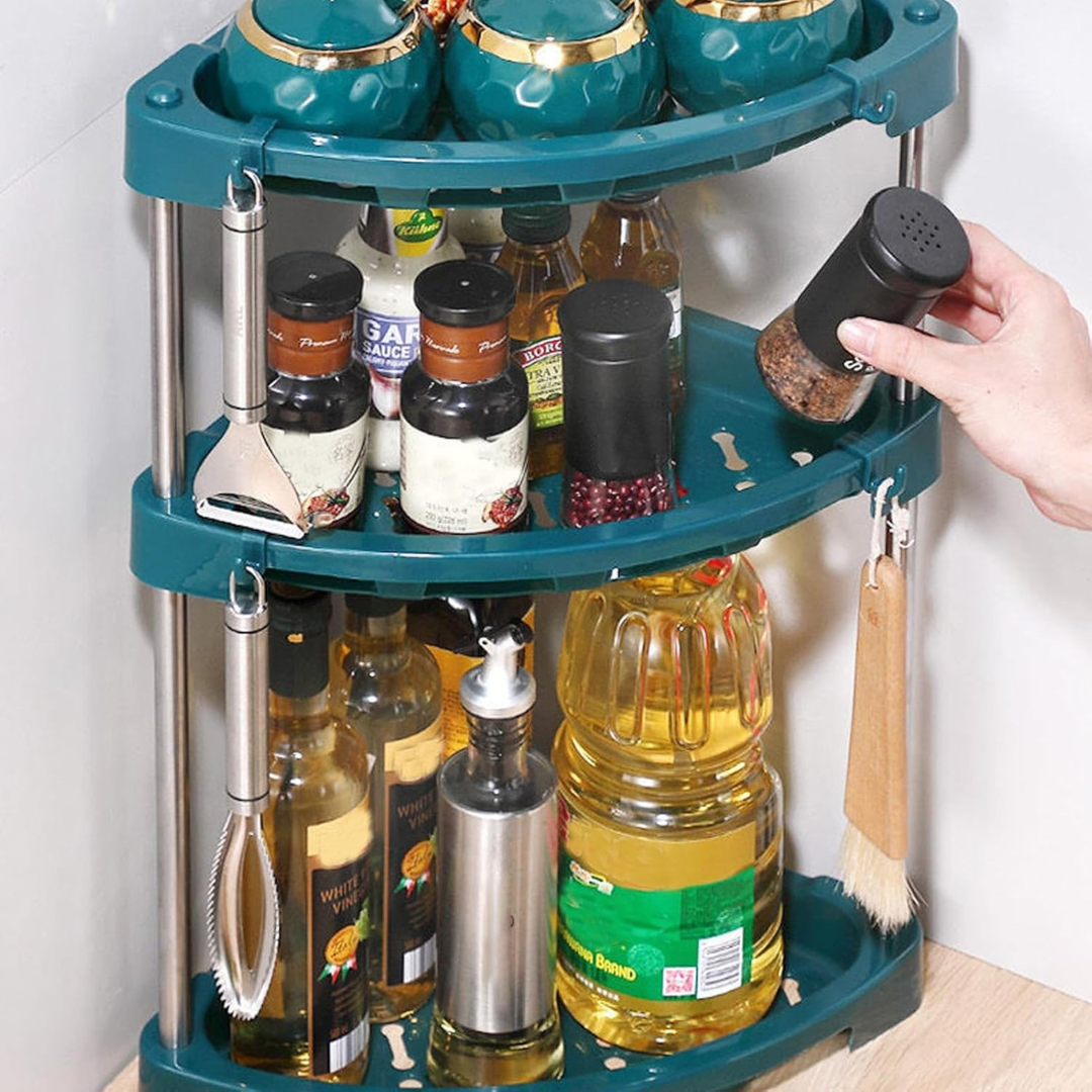 Stainless Steel Corner Kitchen Storage Rack with Smart Drainage Design