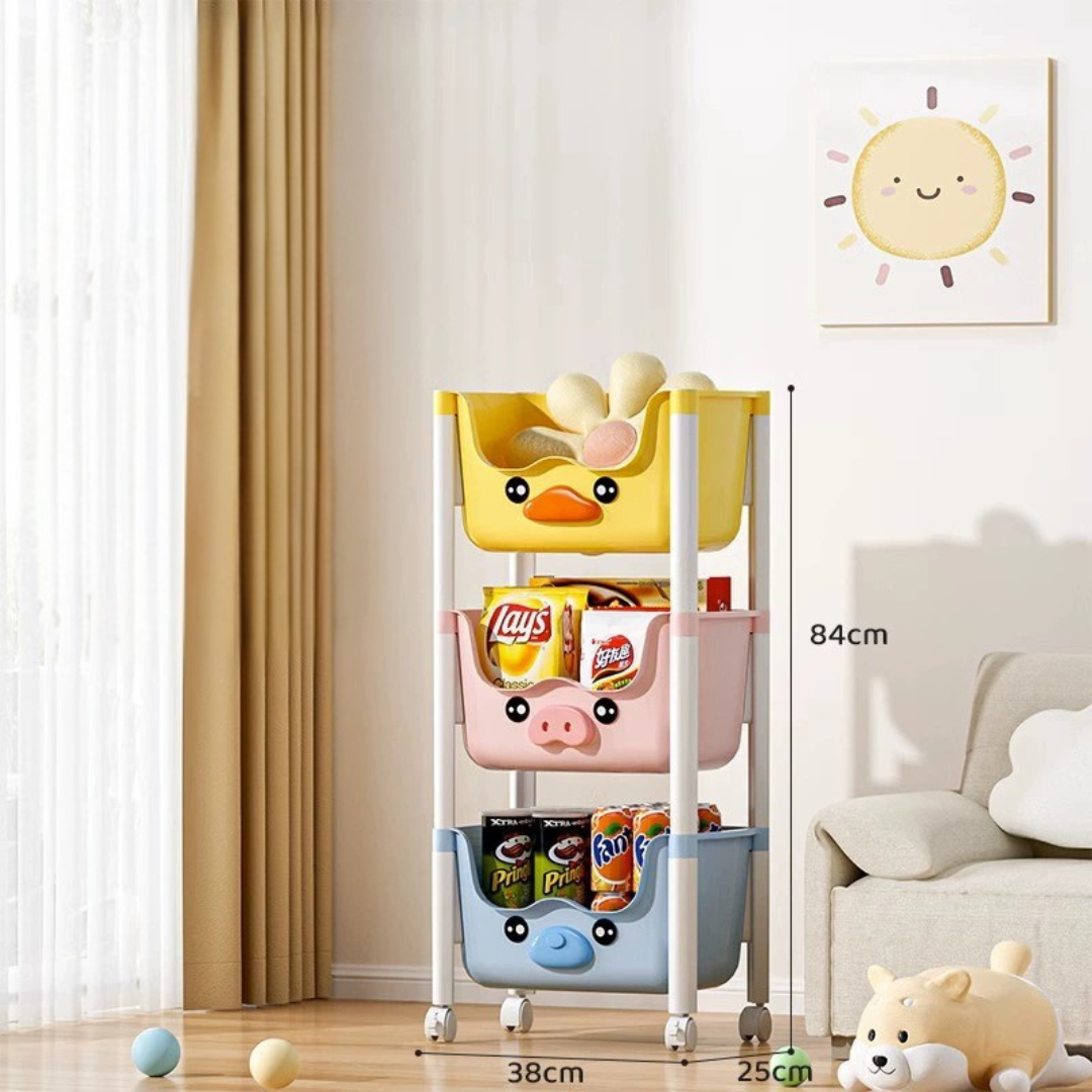 Multi-Purpose Cute Cartoon Storage Cart with Wheels