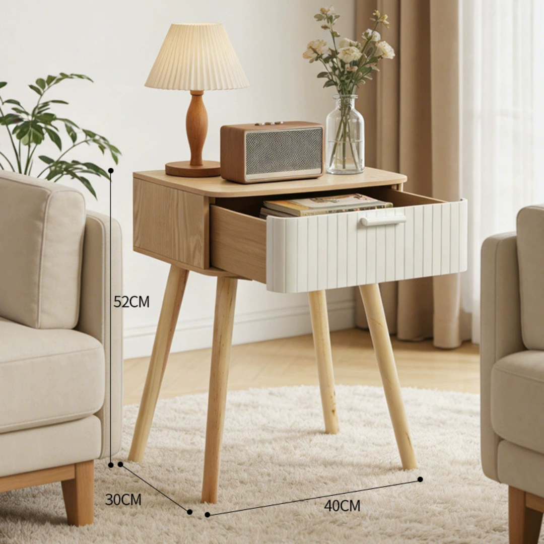 Nordic Bedside Table with Multi-Use Storage Drawer