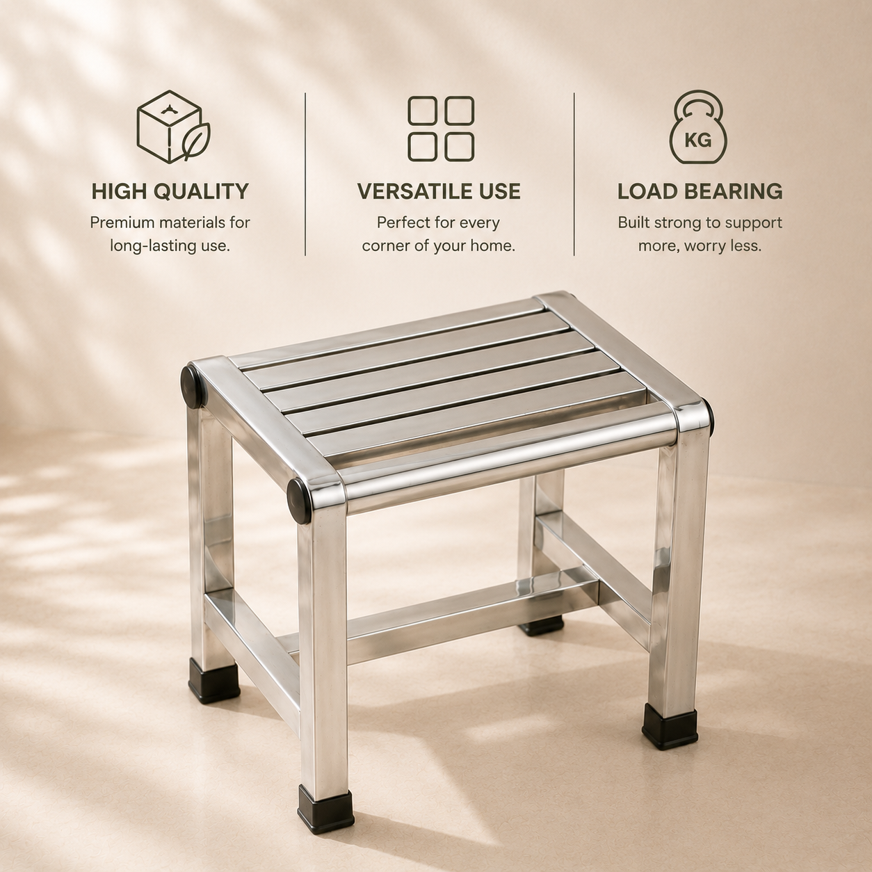 Homero Multipurpose Heavy-Duty Non Slip Stainless Steel Stool