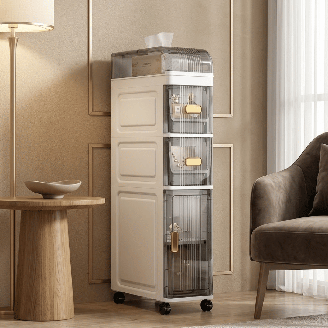 Multi Layer Narrow Gap Storage Organizer with Transparent Drawers