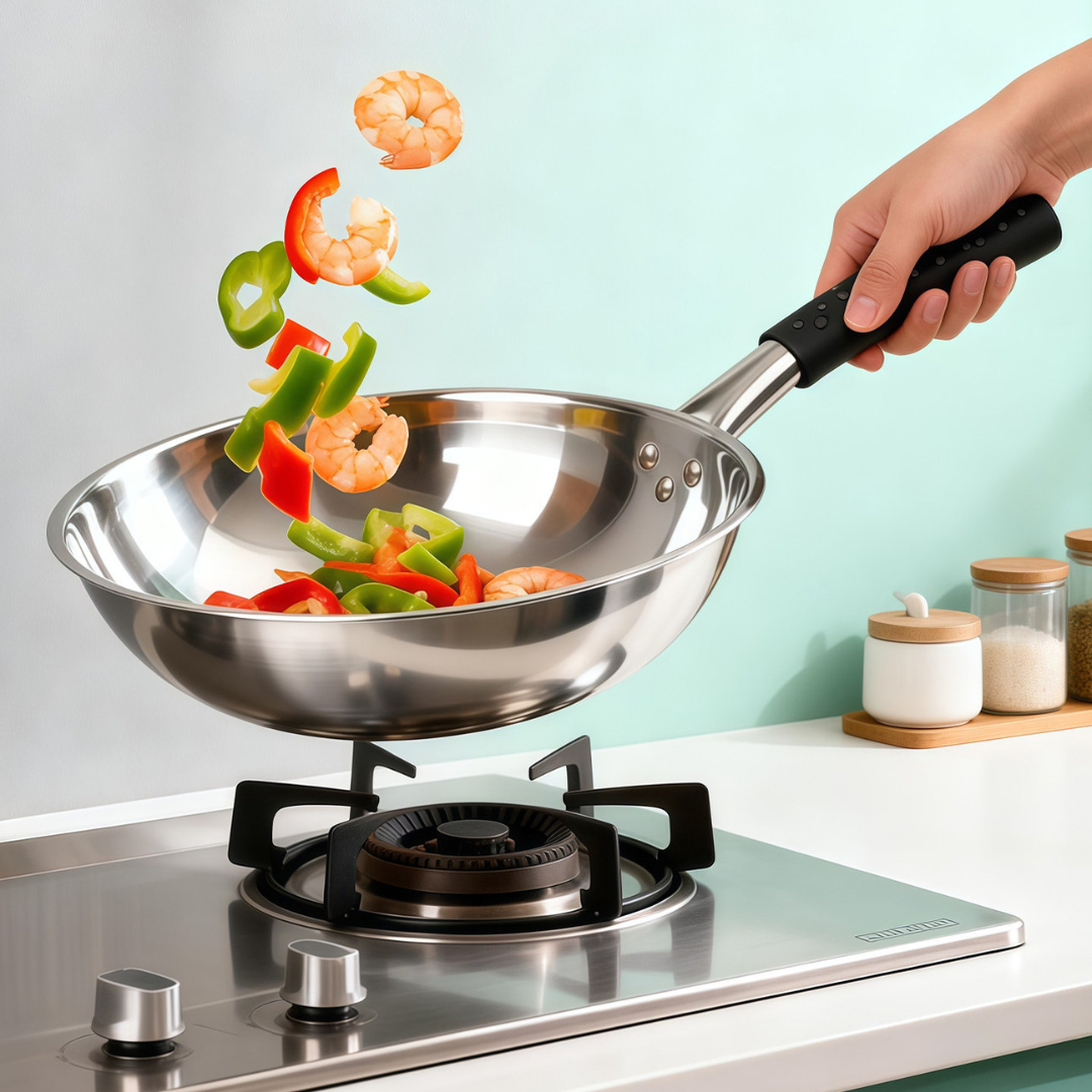Multipurpose Healthy Cooking Stainless Steel Deep Wok