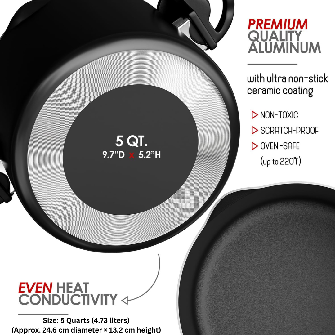 HOMERO Premium Multipurpose Twist Lock Non-Stick Pot