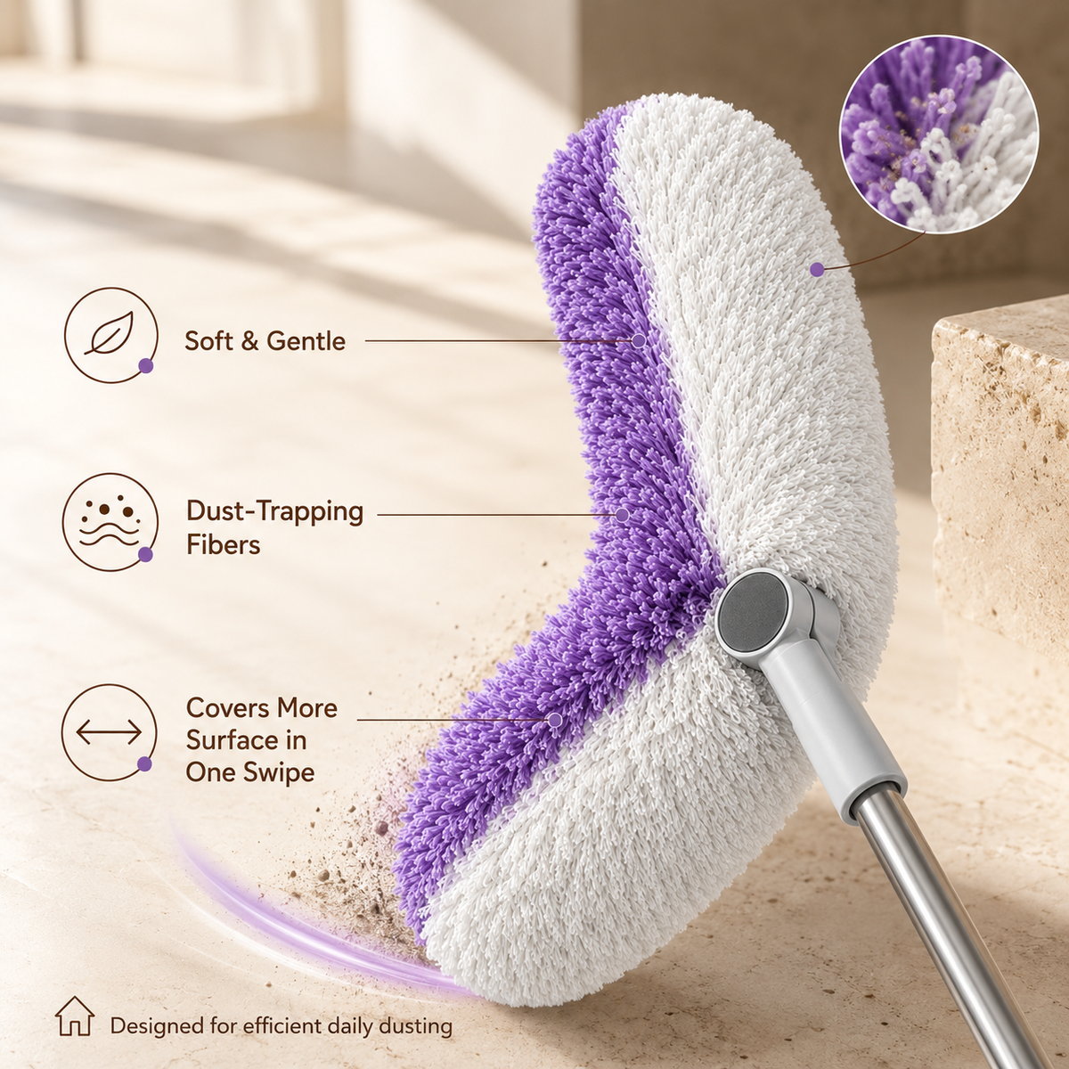 Extendable Dual Head Microfiber Duster with Bendable Cleaning Head