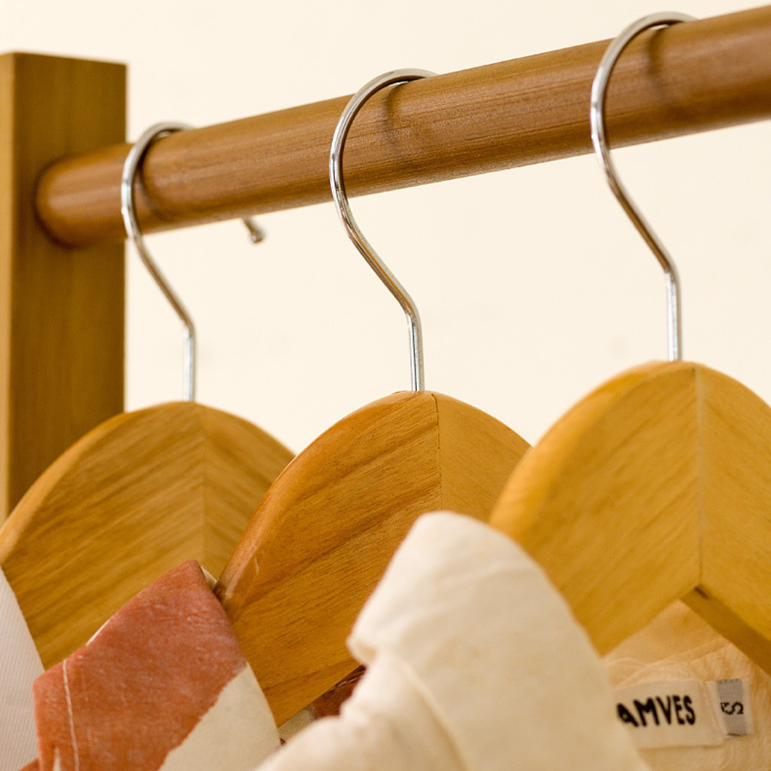 Multi-Purpose Bamboo Garment Stand with Laundry Basket and Hooks
