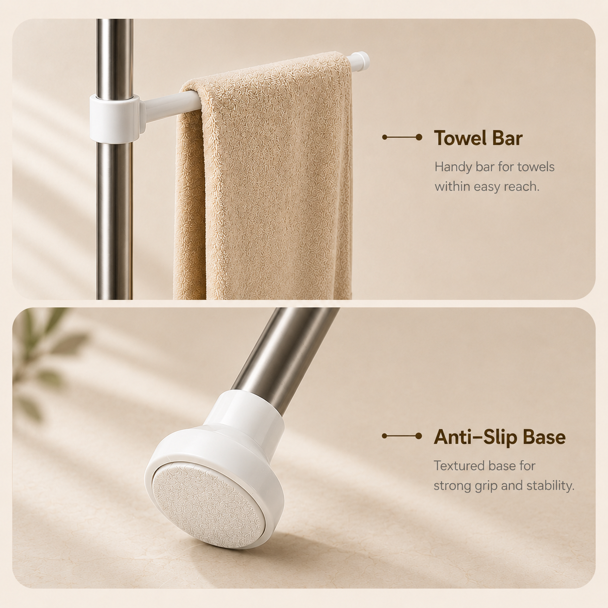 Multipurpose Bathroom Rack with Hooks and Towel Bar - 4 Tier