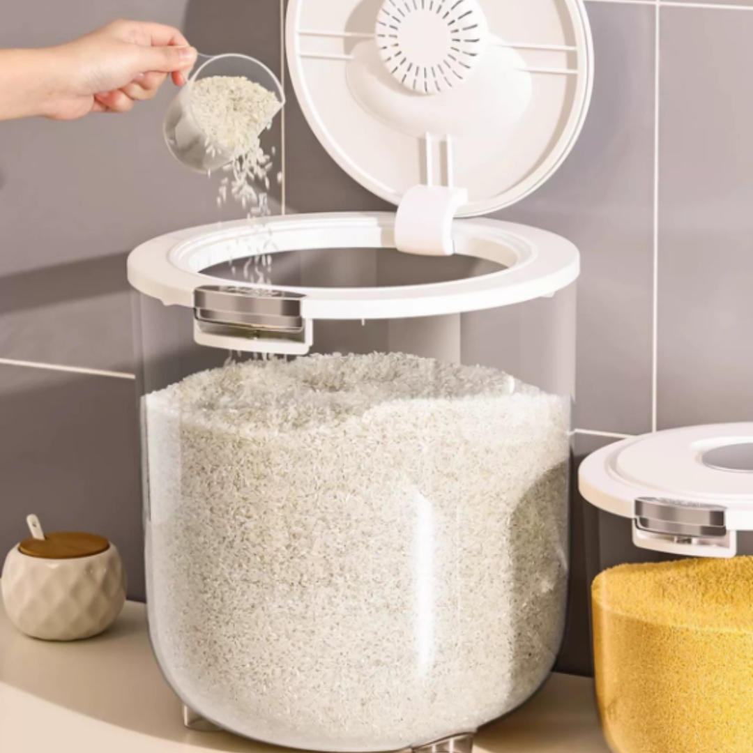 Homero Large Capacity Transparent Rice Container with One-Click Lid