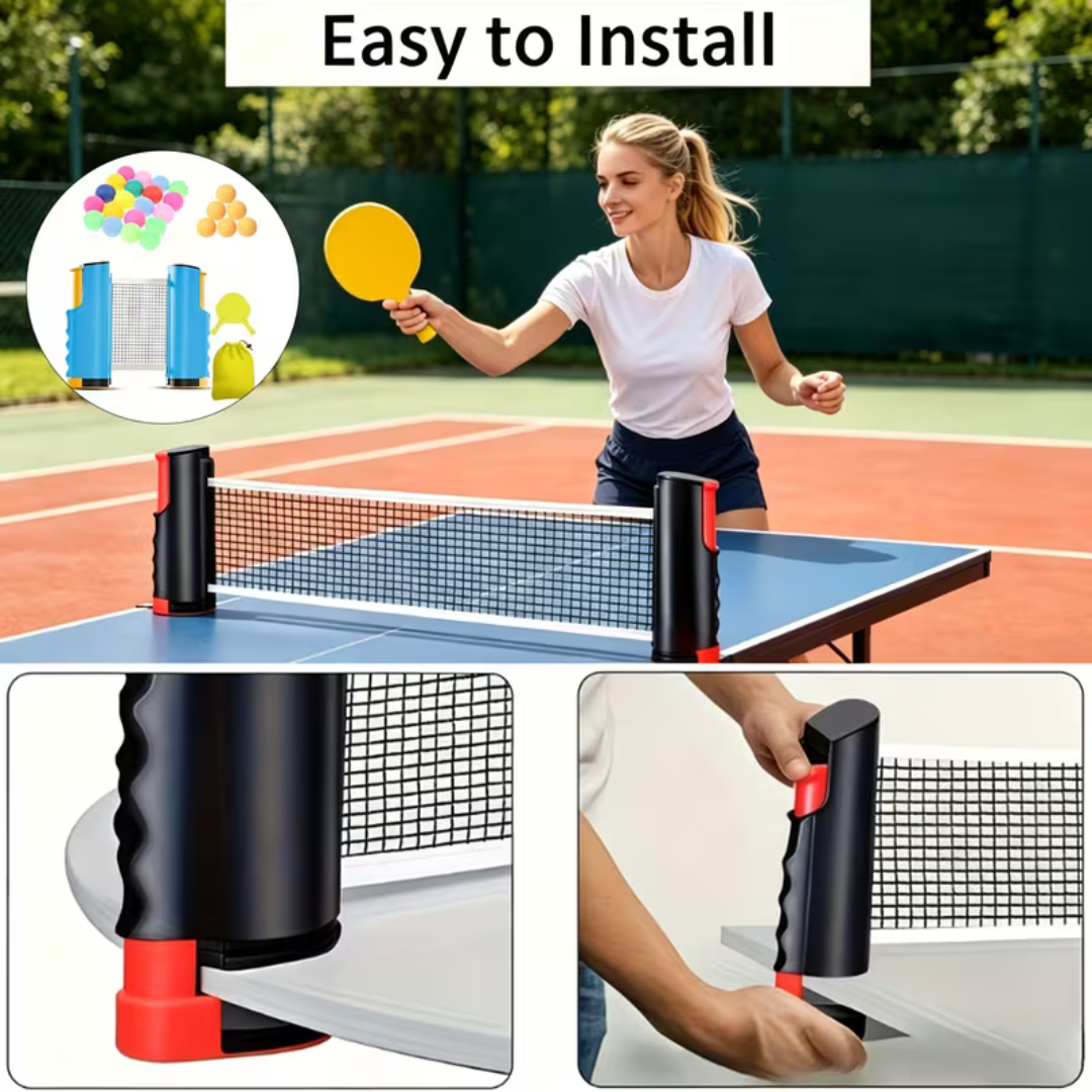 Portable Retractable Table Tennis Net Set with Paddles