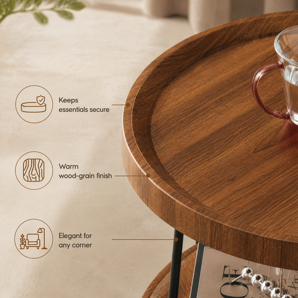 HOMERO Sepia Circular Reclaimed Classic Wood Table