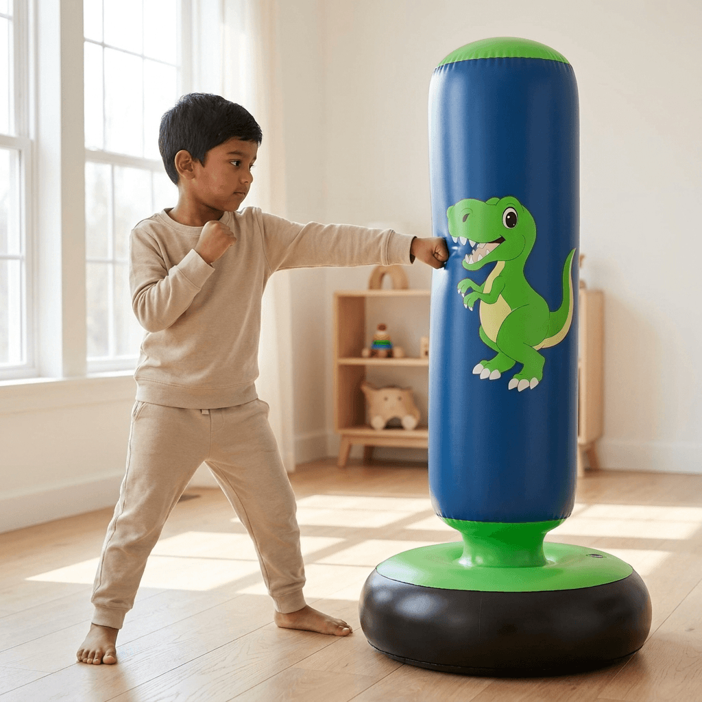 Homero Kids Inflatable Punching Bag Active Play Boxing Toy 48 Inches With Boxing Gloves