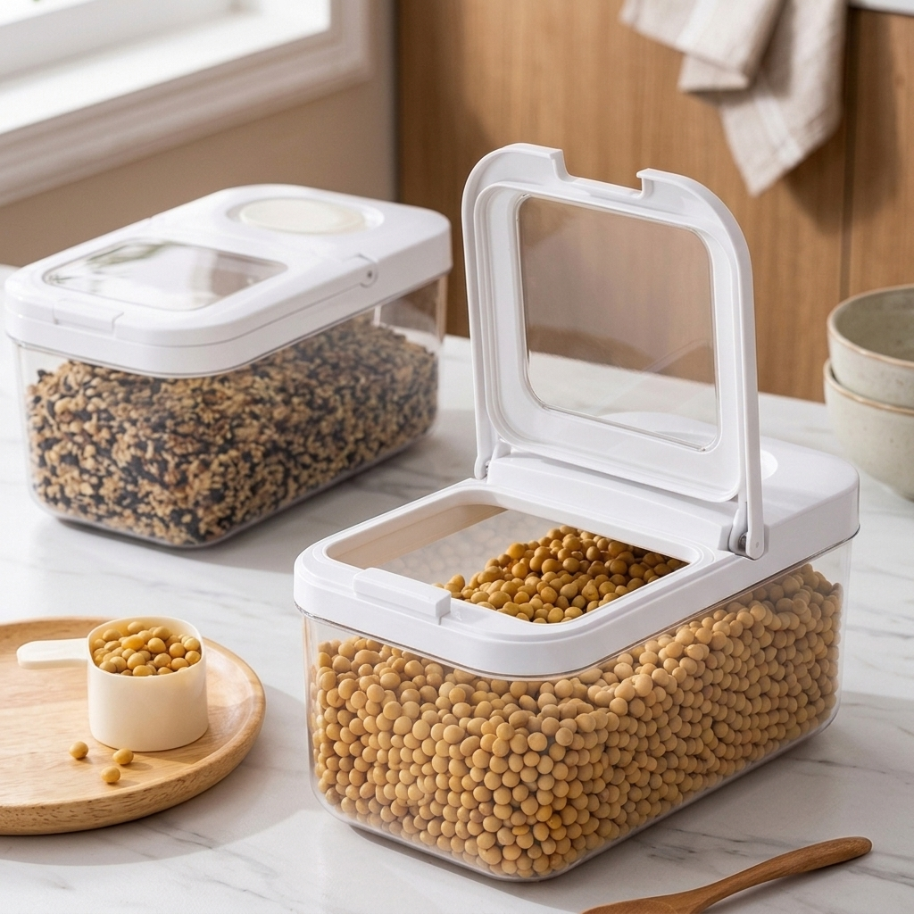 Homero Airtight Grain Transparent Window Double Seal Storage Container - 3.2L